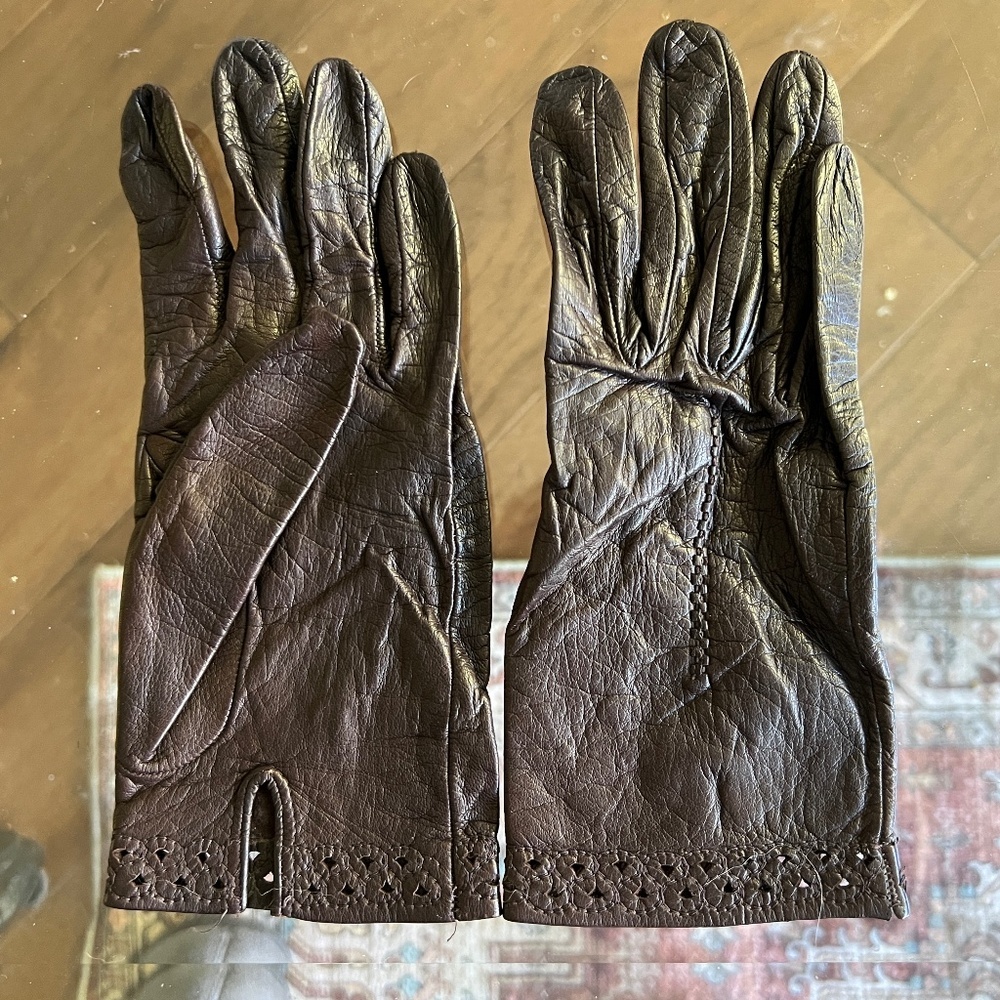 VIntage Dark Brown Butter Soft Leather Gloves Size 8